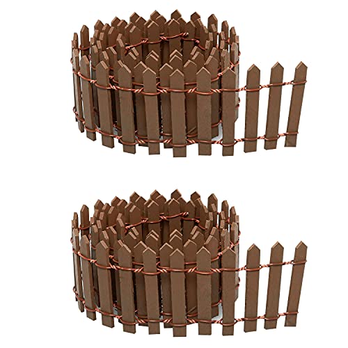 35 Inch Miniature Fairy Garden Fence DIY Wood Decorative Ornament Fence for Dollhouse Succulent Plant Pot Studio Scenes, 2 inch Height Pack of 2