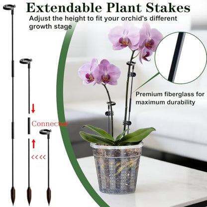 Orchid Pots, 9 Pack Orchid Pots with Holes and 12Pcs Plant Stakes, 3 Each of 4.3",5.5",6.1" Clear Plastic Plant Pot for Indoor Outdoor Plants(3 Each of 4.3",5.5",6.1") - style: 3 Each of 4.3", 5.5", 6.1"