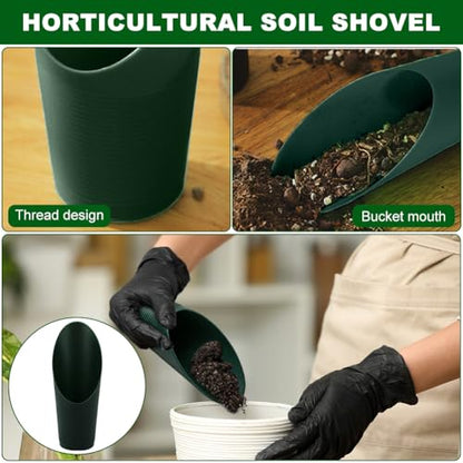 Garden Soil Scoop, 2-in-1 Multi-Function Plastic Spoon Soil Shovel Wear Resistant Digging Tool Cultivation Potting Scoop with Mini Scoop for Digging Up or Transporting Scoops of Soil