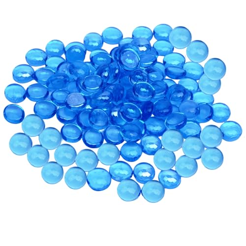0.5 lb Light Blue Glass Beads for Vases, Glass Pebbles, Light Blue Flat Glass Marbles for Vase Filler Flower Candle Crafts and Wedding Decoration - color: Light Blue, size: 0.5 LB