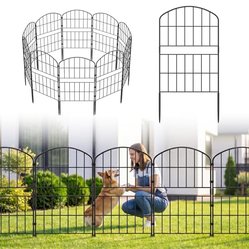KIMAZO 32.5in (H) x 10ft (L) Tall Decorative Garden Fence - 7 Pack Garden Fencing, Rustproof Metal Wire Panel Border Animal Barrier for Dog, Flower Edging for Yard Landscape Patio Outdoor Decor - size: 7 Pack