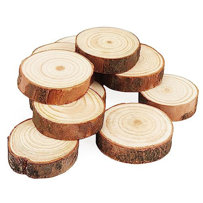 100 PCS 1.1-1.6 Inch Small Wood Slices, 0.4 Inch Thick Tiny Wooden Slices, Mini Log Discs for Crafts, Ornaments - size: small