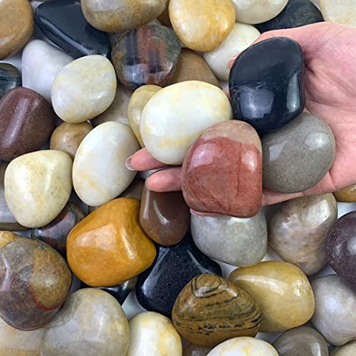 FANTIAN 20 lbs River Rocks for Landscaping, 2-3 Inch Pebbles for Plants | Large Rocks, Polished Decorative Stones for Planters, Garden, Aquarium, Turtle, Fish Tank, Vase Fillers, Outdoor Backyard - size: 2-3 Inch, style: 20 Pounds