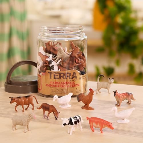 Terra by Battat Farm Animals Toy Tube, 60 Mini Figures, 12 Designs, Tubes - style: Terra Mini Farm Animals in Tube