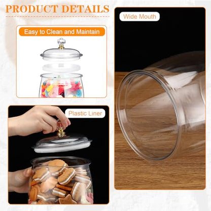 Nuogo 4 Pcs Plastic Candy Jars with Lid Unbreakable,Stylish,80 oz - size: 80 oz, style: Stylish