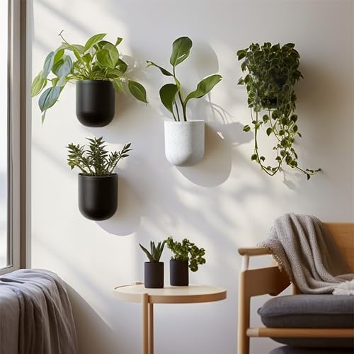 LA Jolie Muse Wall Planters for Indoor Plants, Hanging Flower Pots, 2 Pack - color: Gunmetal Grey