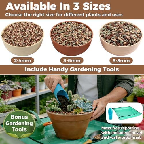 18lb Mix Lava Rocks for Plants 3/8" Horticultural Pumice for Plants, Succulent Cactus Soil Potting Mix - Horticultural Sand Aquarium Gravel Drainage Rocks for Potted Plant, Bonsai Soil, Top Dressing - size: 3/8 Inch