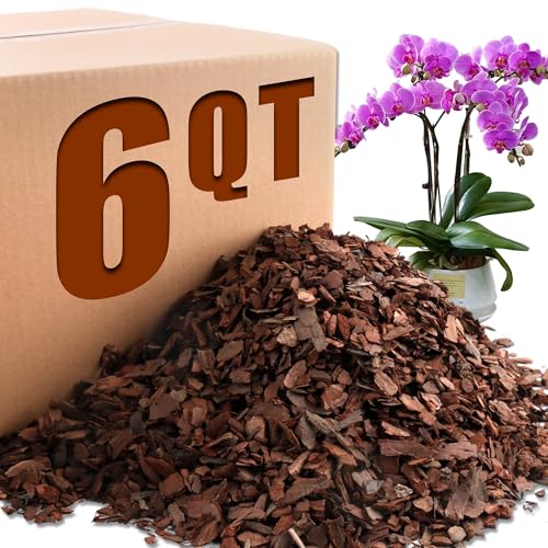 Orchid Potting Bark-6QT Organic Orchid Bark for Plants, All Natural Pine Bark Wood Chips Orchid Bark Potting Mix for Houseplant Mulch, Help Orchid Plants Root Health Development - color: Small, size: 6 Quarts