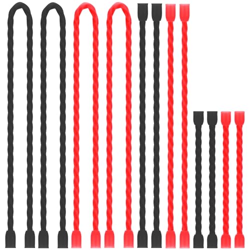 12pcs 3-12In Silicone Cable Ties Reusable Steel-Core Twist Ties Wire Straps - color: Black&red, size: 3-12 Inch