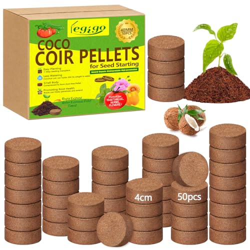 Legigo 50 Pcs 40mm Coco Coir Pellets Organic Seed Starter Soil Potting Mix - size: 40mm