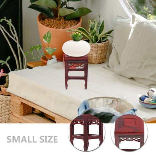 Wooden Plant Stand Flower Pot Base Display Pedestal for Bonsai Statue Crafts and Small Ornaments Hand-Polished Rustic Home Accent 6.61 X 4.17 X 4.17 in