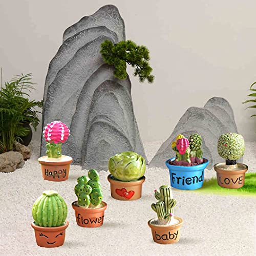 Rolin Roly 7PCS Micro Landscape Decorations Miniature Potted Plants Figurines Resin Garden Statues Mini Accessory Ornaments for Home Kitchen Cake Toppers - color: 7pcs Mini Potted Plants Ornaments