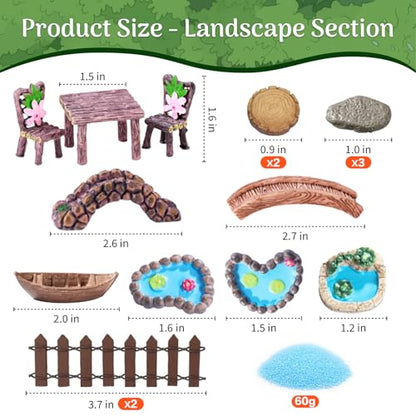 111Pcs Fairy Garden Accessories Outdoor Kit Mini Fairy House Decor Supplies | Resin Animals Figures with Elves, Deer, Bunny, Squirrel, Owl Figurines for Miniature Garden, Yard, DIY Set - style: Garden Accessories