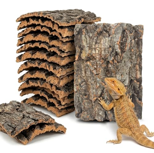 10 Pcs Natural Cork Bark, Reptile Cork Bark 7.9x11.8 Inches, Cork Bark Climbing Mat for Reptiles Turtle Dragon Lizard Geckos Bearded Geckos Frogs, Terrarium Background Habitat Decor - color: 7.9x11.8 Inches-10pcs