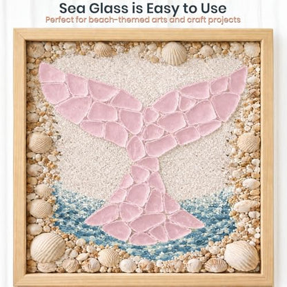 Sea Glass for Crafts – 11oz Pink Sea Glass Decor, Tumbled Seaglass, Beachglass for Crafts, Seaglass for Beach Accents, Coastal DIY Supply, Nautical Vase Filler - size: 11 Ounces