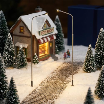 2Pcs LED Miniature Street Lights, Metal Micro Landscape Ornaments, 7.87 Inch Mini Lamp Post for Dollhouses, Christmas Villages, Mini Gardens, and Diy Micro Scenes