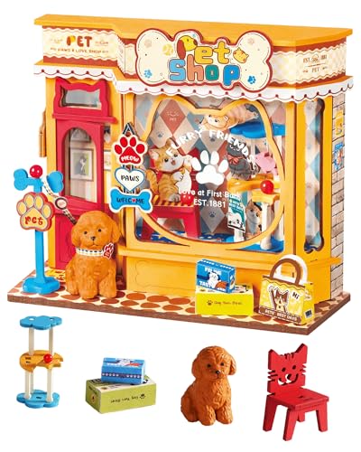 Rolife DIY Miniature Kit Mini Building Dollhouse Sweetie's Donut Shop, Miniverse Lifestyle Mini Bookshelf Decoration, DIY Hobbies for Friends (Sweetie's Donut Shop) - style: Pawfect Pet Shop