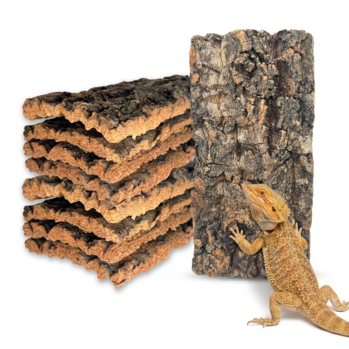 10 Pcs Natural Cork Bark, Reptile Cork Bark 3.9x7.9 Inches, Cork Bark Climbing Mat for Reptiles Turtle Dragon Lizard Geckos Bearded Geckos Frogs, Terrarium Background Habitat Decor - color: 3.9x7.9 Inches-10pcs