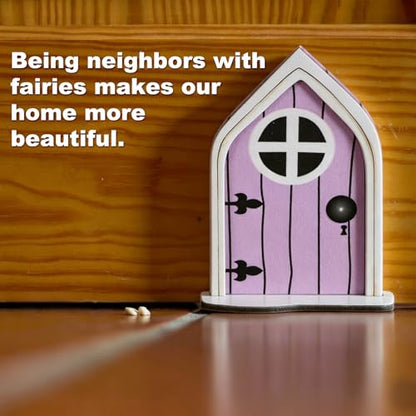 M METERXITY 2-Pack Fairy Door, Wooden Miniature Fairy Garden Door Outdoor [Lavender] - color: Lavender