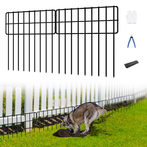 14 Panels No Dig Fence, Animal Barrier Fence, 13in(H) x 14ft(L) Fencing Barrier for Bottom, Rabbit Fencing for Garden, Dog Fencs Barrier, Rustproof Metal Fencs Border for Outdoor - size: 13inches（H）X 14.2ft（L）