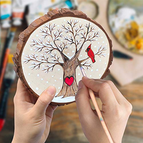 Fuyit Large Unfinished Wood Slices, Natural Wooden Discs with Barks | 8pcs 5.1-5.5 inch Rounds, Rustic Centerpiece Base, Wedding & Table decor, Painting & Lettering DIY Crafts - size: 5.1-5.5 Inches