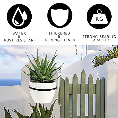 6 inch Flower Pot Holder Ring Wall Mounted Set of 4 Heavy Duty Metal Wall Plant Holder Plant Hanging Bracket Hanger for Outdoor/Indoor - size: 6 Inch