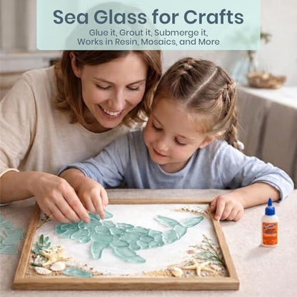 Aqua Blue Sea Glass – 55oz Beach Glass for DIY, Crafts & Décor – Vase Fillers, Coastal Decorations, Aquarium & Terrarium Filler, Nautical Home Accents, and Beach-Themed Designs - size: 55 Ounces