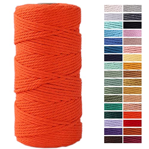 Orange Macrame Cord 3mm x 109 Yards, Colored Cotton Rope for Crafts, Wall Hanging, Plant Hangers, Decorative Projects - color: Orange, size: 3mm x 109yards