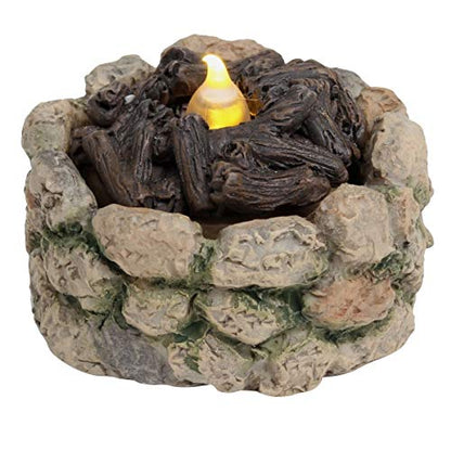 Miniature Stone LED Light-Up Firepit Fairy Garden Decor Dollhouse Accessory