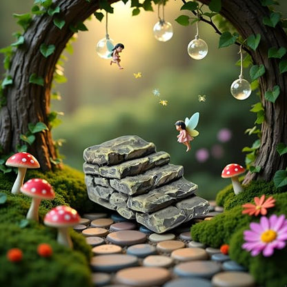 Jowxsx Miniature Resin Bridge Stair Stone Straight Bridge Stairs Stone Steps Garden Fairy Ornament Flower Pot Plant Micro Landscaping Outdoor Statues Garden Outdoor Decor Sculptures and Statues