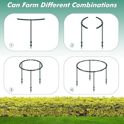 Mwellewm Plant Stakes Small Plant Supports for Indoor Plants Holder Sticks | 10 Pcs Half Round, Plant Rings, Plastic Cage, Short Stem, Flower Pot Climbing Trellis,for House Vegetable Outdoor 5.7x5.9Inch - size: 5.7 x 5.9inch