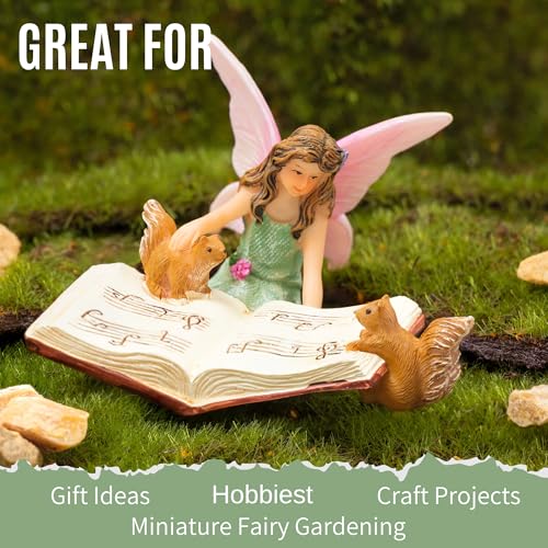 PRETMANNS Fairy Garden Accessories Fairies Figurines, 1 Item | Outdoor Indoor, Bonnie Miniature Fairy Garden Figurine with Squirrels, For Fairy Villages and Gardens