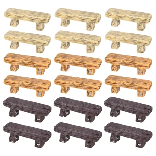 M METERXITY 18-Pack Miniature Resin Bench, 2.2x0.7x0.7 Inch Mini Garden Chair for Fairy Garden Accessories/DIY Micro Landscaping/Dollhouse, Tiny Park Street Seat [Light Yellow, Yellow, Black] - color: Light Yellow, Yellow, Black