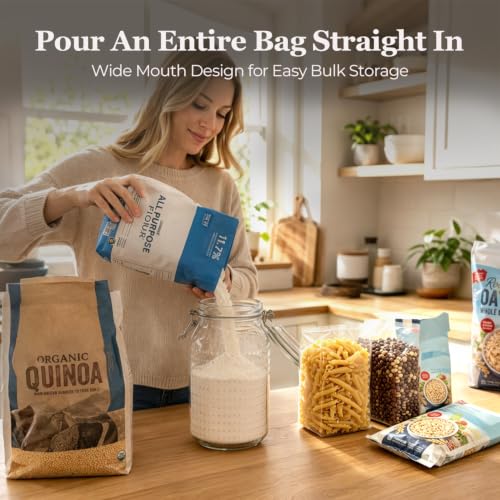 ComSaf Tall Glass Pantry Jars with Airtight Lids 71 oz 3 Pack Wide Mouth | Flour sugar cereal, Pasta pet food, Pantry organization, Cabinet organization, Countertop storage, Sourdough pickling - size: 71 fl oz/3pcs