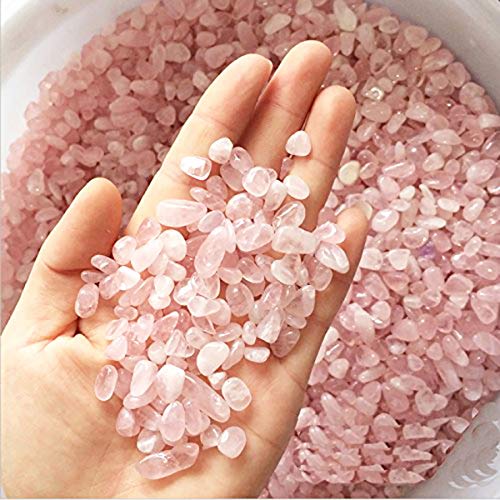 WAYBER Natural Crushed Rose Quartz Pink Crystal Decorative Stones, 2 Pounds - color: Pink, size: 2 Pounds