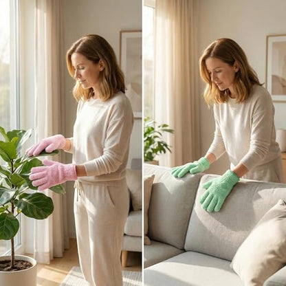 10Pcs Microfiber Plant Dusting Gloves,Plant Cleaning Gloves Plant Leaf Cleaner Leaf Cleaning with Separate Cloth Covers and Garden Shear House Plants Indoor Outdoor Garden Plant