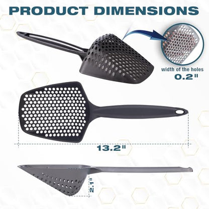 Set of 1 Cat Litter Scoop with Small Holes, Deep Sifting Shovel for Fine Litter, Reptile Terrarium Sand & Rabbit Pooper Lifter, Hanging Handle Poop Scooper (Gray, Set of 1) - color: Gray, size: Set of 1