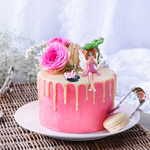 ONEST 7 Pieces Miniature Fairy Garden Accessories Small Fairy Figurines Fly Lotus Wing Figurines for Car Decor Fairy Garden Flower Pot Birthday Cake Topper
