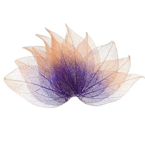 M METERXITY 100-Pack Skeleton Leaves, Natural Rubber Tree Dried Pressed Leaves Vein for Resin/DIY Crafts Card/Scrapbook/Wedding, Small Leaves Decorative [4-6cm, Purple Coffee] - color: Purple Coffee