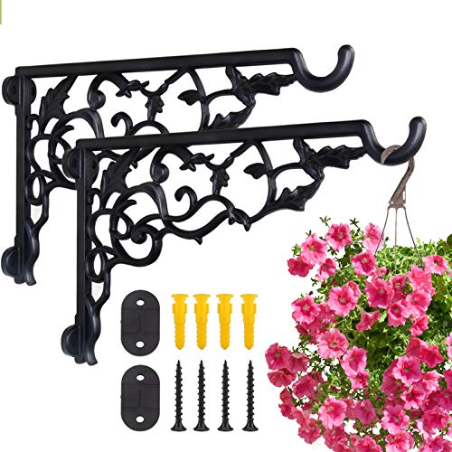2 Pack Heavy Duty Plant Hanger Bracket, 13" Aluminum Wall Mount Hook | 120 LB Capacity, Rust Proof Hanging Plant Bracket for Outside Porch Patio, Bracket for Heavy Planters Bird Feeders, Lights