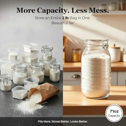 ComSaf Tall Glass Pantry Jars with Airtight Lids 71 oz 3 Pack Wide Mouth | Flour sugar cereal, Pasta pet food, Pantry organization, Cabinet organization, Countertop storage, Sourdough pickling - size: 71 fl oz/3pcs