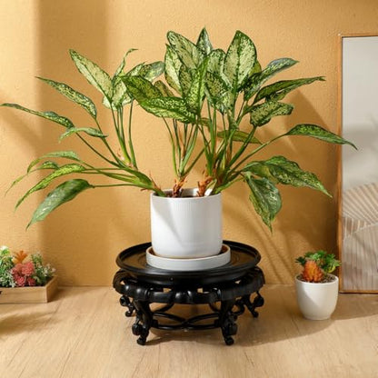 Resin Pedestal Base 9.64 in Round Plant Stand for Vase Fishbowl Flower Pot Bonsai Indoor Outdoor Chinese Display Rack for Living Room Balcony Office Patio Decor