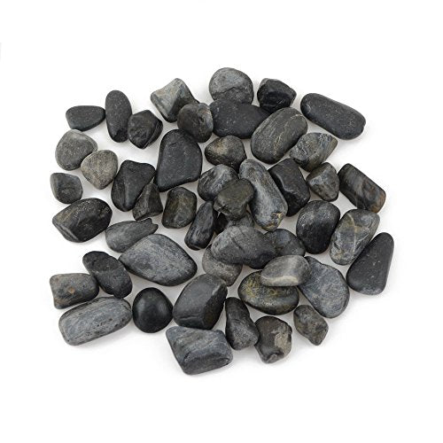 Decorative Ornamental River Pebbles Rocks for Fresh Water Fish Animal Plant Aquariums, Landscaping, Home Decor etc, Black Color, 10lbs, 1.0"-1.5" - size: 1.0"-1.5" 10 LBS