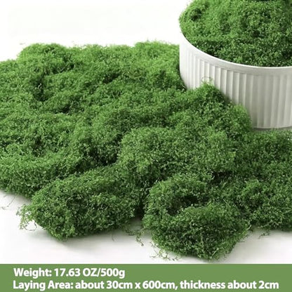 Fake Green Moss for Potted Plants 17.63OZ (500g), Artificial Moss for Crafts DIY Fairy Gardens Wedding Party, Faux Moss for Floral Arrangements,Micro-Landscape Table Centerpieces Filler Decor