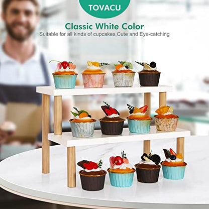 Small Plant Stand Shelf Indoor Desk, 2 Tiers Desktop Flower Stand | Window Sill Plant Shelf Ladder Tabletop Wood Display Stand for Mini Succulent Cupcake Spice Rack Countertop ( White, 14.2") - size: 2 Tiers