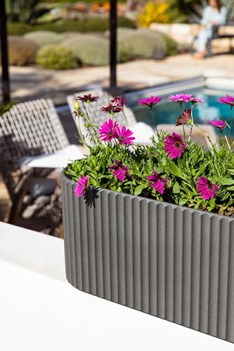 Veradek Demi Series Window Box Planter - Round Outdoor Planter - color: Gray, size: 36 inch