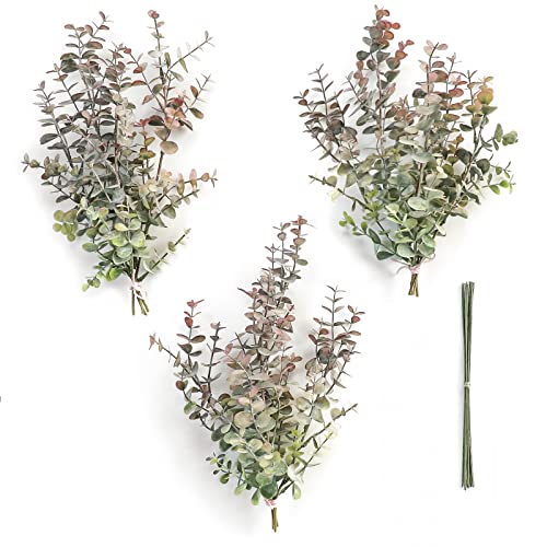 Artificial Spiral Eucalyptus Stems Faux Greenery Spray, 3pcs Best Filler Fake Plants for DIY Wedding Bouquet Table Centerpieces Floral Arrangement Home Decorations - color: Spiral Eucalyptus