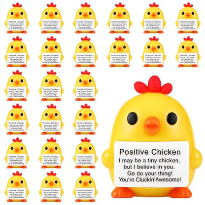 Gejoy 25 Pcs Mini Rubber Chicken Toys Positive Mini Chickens Figures | Tiny Figurines to Hide, Chicken Gifts with Motivational Quote, Birthday Encouragement Gifts for Coworker Desk Decor - style: Chicken