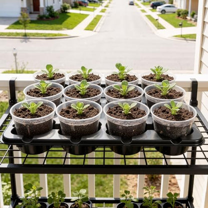 homenote 2 Pack 12 Cell Seed Starter Trays with 24 Clear 4 Inch Plant Pots | Reinforced trays securely hold clear pots with multi-hole drainage for easy root monitoring and healthier seedling growth. - size: 4 Inch, style: 2 Pack Seed Starter Tray+Nursery