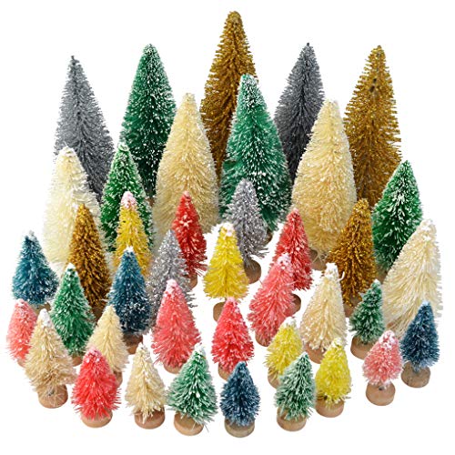 Yookat 40Pcs Artificial Mini Pine Trees Sisal Trees Bottle Brush Trees - color: Multicolor